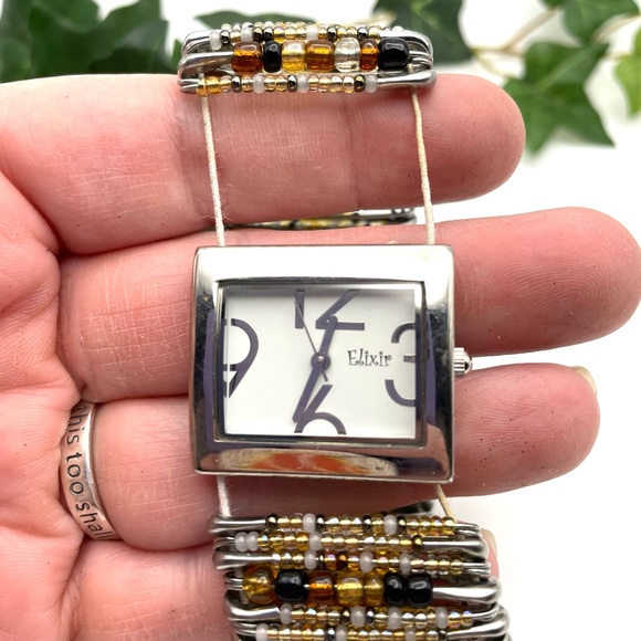 Elixir Multi Color Beaded Safety Pin Watch - Picture 3 of 5